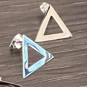 Sterling Silver Open Triangle Stud Earrings